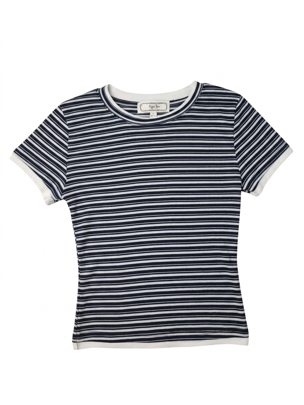 Hippie Rose Striped Ringer Tee Navy White Ribbed Baby Tee Small
